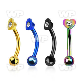 4uwrxc ion plated 316l steel micro banana w small heartcenter eyebrow piercing