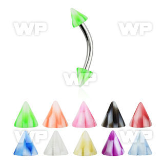 4uwu62 316l steel micro banana w 3mm acrylic checker cones lengt eyebrow piercing