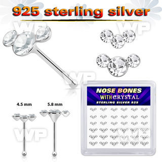 4zy6hjf6 silver nose pins 22g crystals curved clear color 36