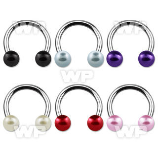 64ma surgical steel cbr horseshoe 1 6mm 5mm faux pearl ball belly piercing