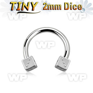 64w18ks surgical steel cbr horseshoe 1 2mm tiny 2 5mm dices eyebrow piercing