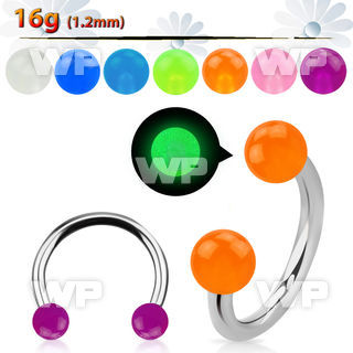 64wib4 surgical steel cbr horseshoe 1 2mm 3mm acrylic glow in belly piercing
