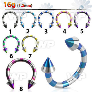 64wjru zebra striped ion plated surgical steel cbr horseshoe belly piercing