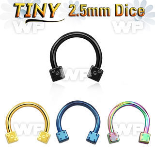 64wr18ks ion plated surgical steel cbr horseshoe 1 2mm 2 5mm dice eyebrow piercing