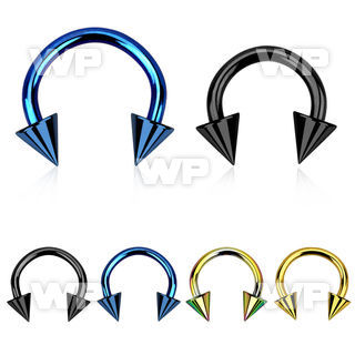 64wr6u0 ion plated surgical steel cbr horseshoe 1 2mm 4mm cones belly piercing