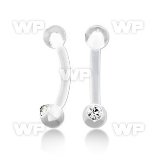 74uwe6 acrylic micro banana 1 2mm one 3mm jewel ball 3mm plain eyebrow piercing