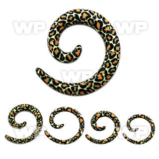 7665d acrylic spiral coil tapersnake skin pattern print ear lobe piercing