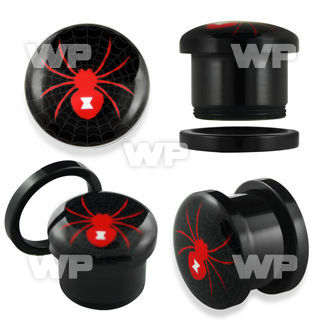 7dmr black acrylic plug external screw fit black widow spider ear lobe piercing