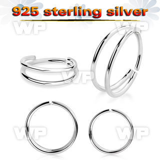 7i3ww 925 silver seamless nose ring 20g double ring