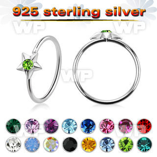 7ix3jkk 925 silver seamless nose ring color crystal star