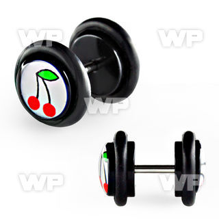 8bqiaet acrylic fake plug small cherry logo o ring s size 8mm belly piercing