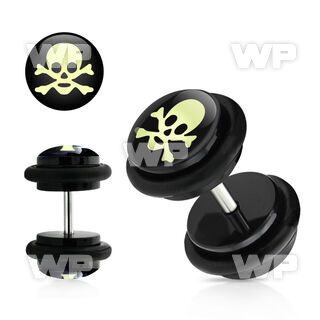 8bqiaey acrylic fake plug white skull bones logo o ring s size belly piercing
