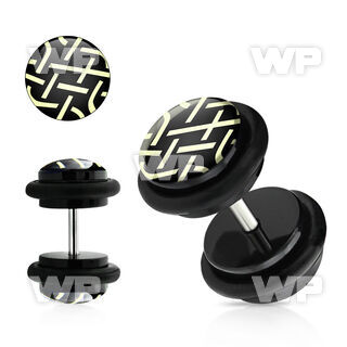 8bqiakp acrylic fake plug black white woven design logo o ring belly piercing