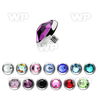 8cds 5mm 316l steel dermal top press fit flat crystal for inte belly piercing
