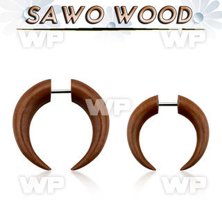 8m63o sawo wood fake cheater plug in pincher shape 1 2mm 316l ear lobe piercing