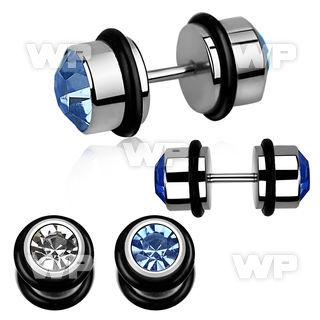 8mk6 steel fake plug 2 press fit center crystals o ring belly piercing