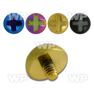 8r10 4mm screw nut shaped ion plated 316l steel dermal top for belly piercing