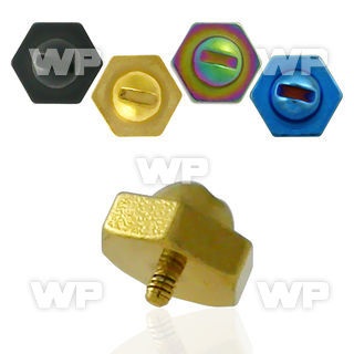 8r7y 6mm hexagon screw nut shaped ion plated 316l steel dermal belly piercing