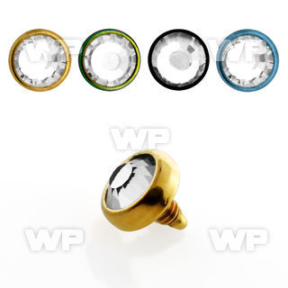 8rcd0 4mm press fit clear crystal flat head shaped ion plated belly piercing