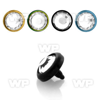 8rcds 5mm press fit clear crystal flat head shaped ion plated belly piercing