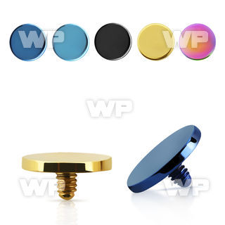 8rws 5mm flat disk shaped ion plated 316l steel dermal top for belly piercing