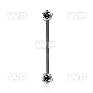 8u13xk9 surgical steel industrial barbell 1 6mm small roses ear lobe piercing