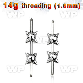 8u3xk surgical steel industrial barbell post 1 6mm 6mm spike 