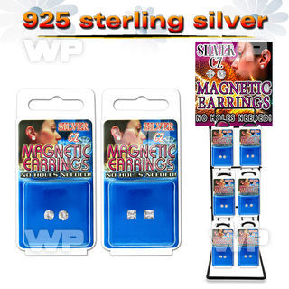 a2ji6g rack w of magnetic silver ear studs clear cz stones rou belly piercing