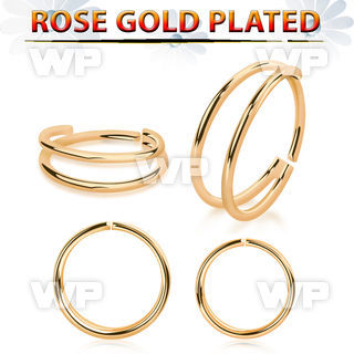 a33ww rose gold finish 925 silver seamless nose ring double