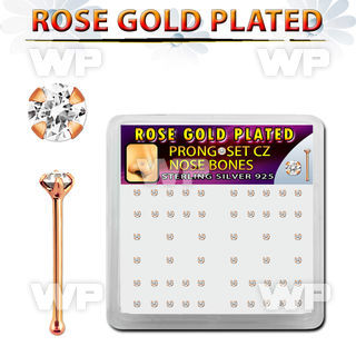 a34gkf6 box with of silver 925 nose bone rose gold plated 2mm nose piercing