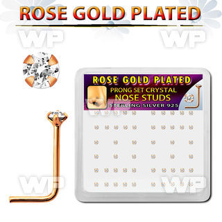 a3u3mf6 box w silver 925 l shaped nose studs rose gold plated nose piercing