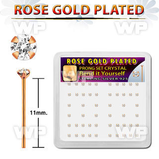 a3unmf6 box w silver 925 un bent nose stud rose gold plated rou nose piercing