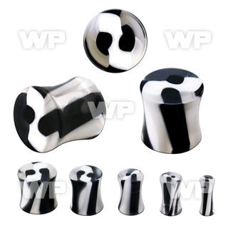 acpf solid acrylic double flared plug w black white swirl