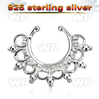 agsepd12 silver fake septum clicker engraved indian design 