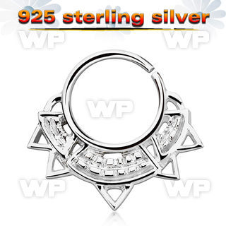 agsepv10 silver septum ring with a wide engraved indian design