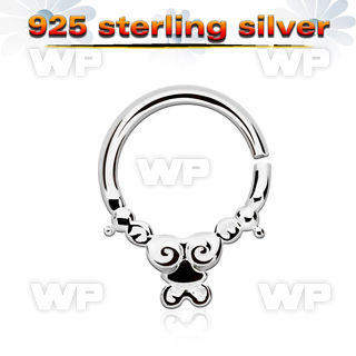 agsepv2 925 silver septum ring, 18g (1mm) in a indian design