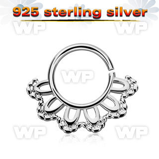 agsepv3 925 silver septum ring in a indian leaf design