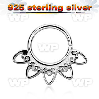 agsepv6 925 silver septum ring in a indian heart design