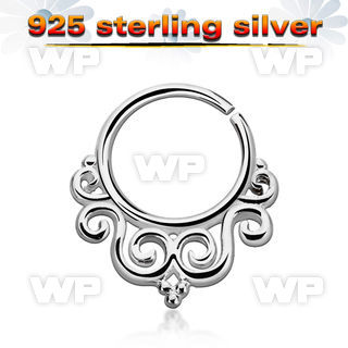 agsepv7 925 silver septum ring in a decorated indian design