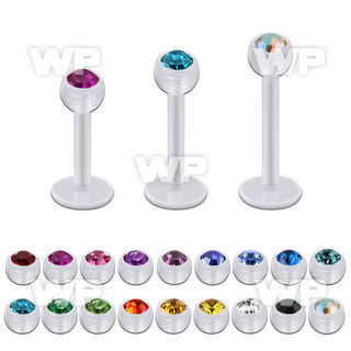 albajb4 bio  flex labret w 4mm balls with bezel set crystal