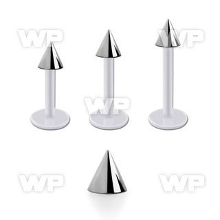 albcn4 bio  flex labret, 16g (1.2mm) with a 4mm steel cone