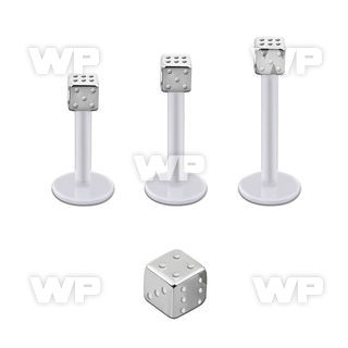 albd25 bio  flex labret, 16g (1.2mm) with a 2.5mm steel dice