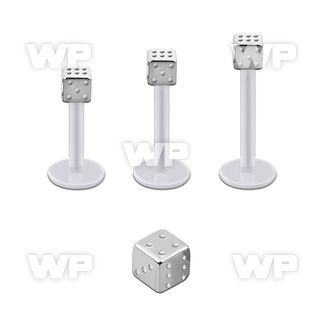 albd3 bio  flex labret, 16g (1.2mm) with a 3mm steel dice