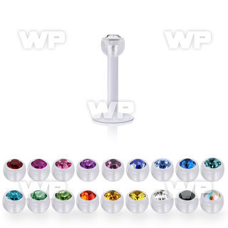 albeajb3 acrylic labret w a 3mm ball w bezel set crystal