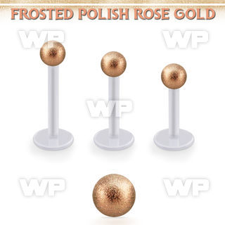 albfott3 bio  flex labret w 3mm rose gold frosted steel ball