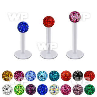 albfr3 bio  flex labret w 3mm ferido glued multi crystal ball