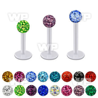 albfr4 bio  flex labret w 4mm ferido glued multi crystal ball