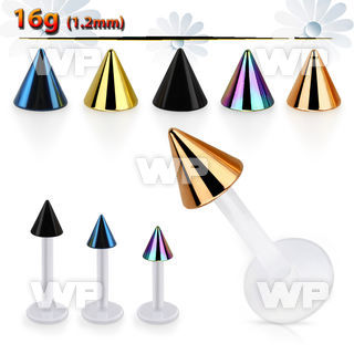 albtcn4 bio  flex labret with 4mm pvd plated steel cone