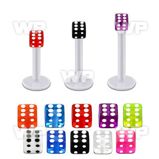 albuvd3 bio  flex labret w 3mm acrylic uv dice