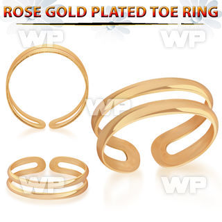 arl9y rose gold finish silver adjustable toe ring two bands